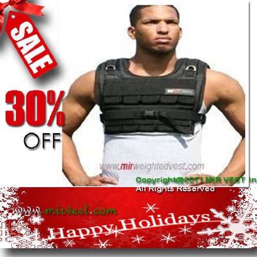 (Holiday Sale - 30% Off) New! MIR 50lbs Short Adjustable Weighted Vest (One Size Fits All. Weights Included.)