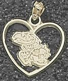 Kansas Jayhawks Solid 14K Gold Jayhawk Heart 5/8 Pendant