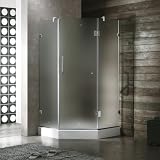36 x 36 Frameless Neo-Angle Shower Enclosure with Base Finish: Brushed Nickel, Glass Type / Door Configuration: Frosted / Left Hinged Door