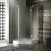 36" x 36" Frameless Neo-Angle Shower Enclosure with Base Finish: Brushed Nickel, Glass Type / Door Configuration: Frosted / Left Hinged Door, Size: 36" x 36"