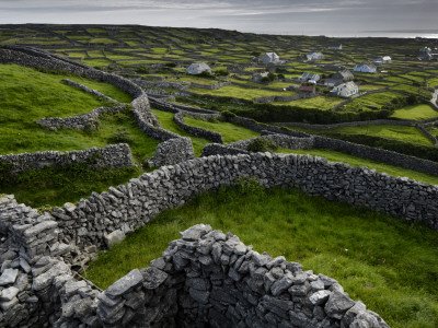 A Pastoral Landscape with Stone Fences and Cottages Travel Photographic Poster Print by Jim Richardson, 18x24