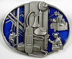 Communication Worker (Occupation) Enamel Pewter Buckle