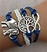 TOOPOOT Cute Handmade Charms Tree Elephant Knit Leather Rope Chain Bracelet Gift Free, Blue