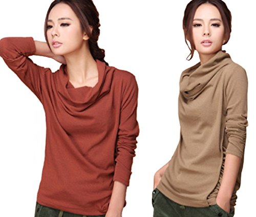 【ARINCO】 ドレーブ ライン デザイン レディース カットソー スプリング 大人 カジュアル カーキー レッド サイズ M L XL