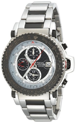 Pulsar Men's PF3779 Tech Gear Flight Computer Alarm Chronograph Black Ion Plated Watch