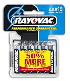 Rayovac Alkaline Batteries AAA Size Carded Reclosable 18 Pack