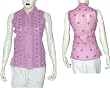 Womens Dress Shirt Cotton Sleeveless Top Blouse Chikan Embroidery Size XS (ctop442)