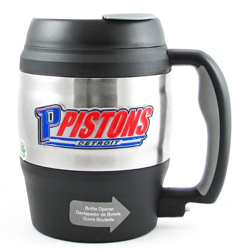NBA Detroit Pistons 52-Ounce Stainless Steel Macho Travel Mug with Bottle Opener