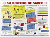 Brady 53201 18 Height, 24 Width, Laminated Paper, Black, Red, Blue And Yellow On White Color Right-To-Know Poster-Spanish, Legend Right To Know Understanding Material Safety Data Sheets...