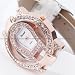 Lady Women Luxury Crystal Transparent Dial Rose Gold Case White Leather Quartz Watch