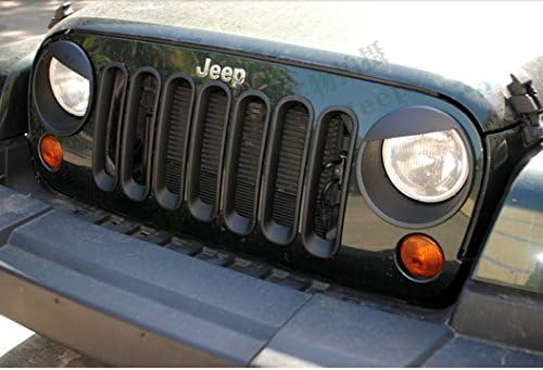 Ruicer Front Black Light Bezels Headlight Angry Bird Style Trim Cover for Jeep Wrangler Rubicon Sahara Jk 2007-2015 Pack of 2pcs