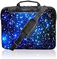 TaylorHe 15.6 inch 15 inch 16 inch Hard Wearing Nylon Laptop Carry Case Colourful Laptop Shoulder Bag with Patterns, Side Pockets Handles and Detachable Strap Blue Stars in Space