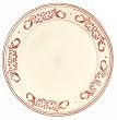 Ceramic Pottery Charger With Crimson Red Decorative Scroll Design 11.75"D