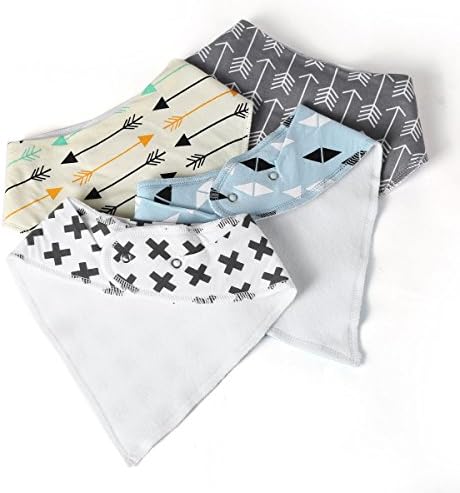 CFSKY 4-Pack Designer Bandana Style Baby Bibs Washable, Made with 100% organic cotton