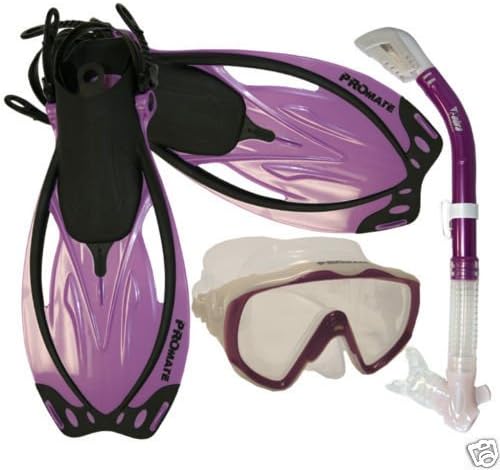 NEW Snorkeling Dive Mask Dry Snorkel Fins Lady Gear Set