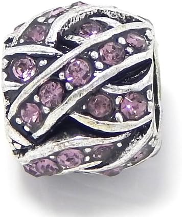 Pro Jewelry Barrel Style Weaved Light Purple Amethyst Crystals Charm Bead for Snake Chain Charm Bracelets