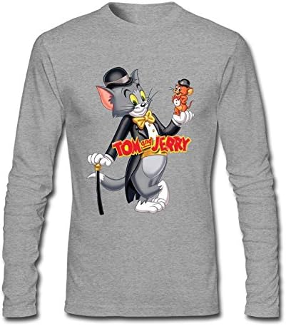 KSACLL Customized Men's Tom And Jerry Long Sleeve T Shirts Grey M