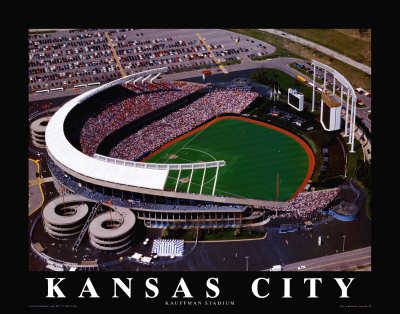 Kansas City Royals - Kauffman Stadium Art Poster Print by Brad Geller, 28x23