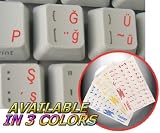 TURKISH Q KEYBOARD STICKERS WITH RED LETTERING ON TRANSPARENT BACKGROUND FOR DESKTOP, LAPTOP AND NOTEBOOK