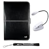 Kroo Melrose Case For Barnes & Noble Nook E-Reader + Includes a 4-Inch eBigvalue Determination Hand Strap + Clip on eBook Reader LED Light with Flexible Goose neck (White)