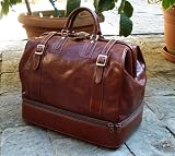 Brown Calfskin Leather Double Handle Carry-On Bag.