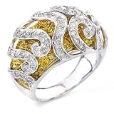 14K Two Tone White & Yellow Diamond Ring