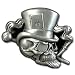 Lucky Ace Skull with Top Hat Pewter Belt Buckle