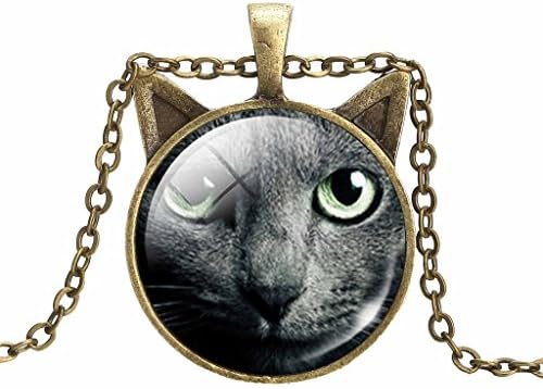 Liebe Engel Lifelike Pet Cat Face Pendant Necklace Women Round With Cat Ear Pendant Necklace