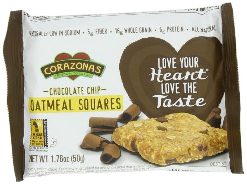 Corazonas Oatmeal Squares, Chocolate Chip, 12 - 1.76-Ounce Bars