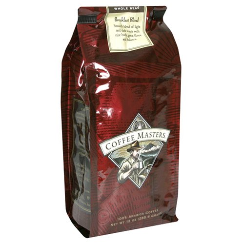 Coffee Masters Gourmet Coffee, Breakfast Blend, Whole Bean, 12-Ounce Valve Bag, (Pack of... by Coffee Masters
