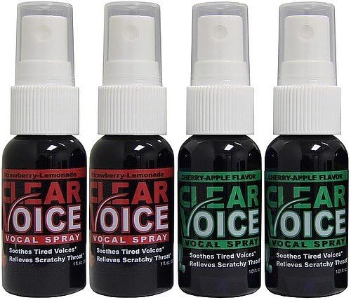 Clear Voice Vocal Spray Cherry-Apple Strawberry-Lemonade 1 fl. oz. Bottles 4 Pack