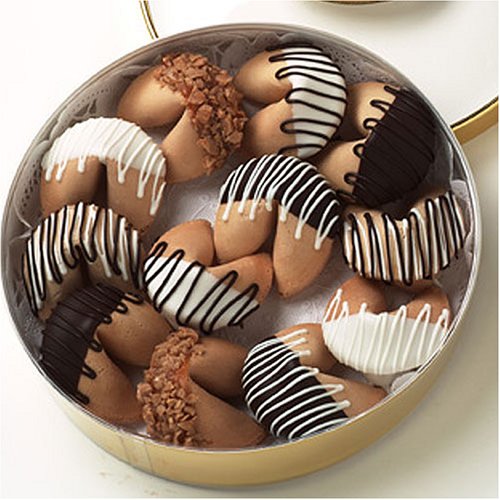 Childrens Toyshop  Gourmet Food : Good Fortunes® Dose of Good Fortune - One Dozen Hand-Dipped and Decorated Fortune Cookies Nestled in a Gold Container