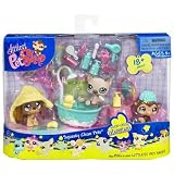 Littlest Pet Shop Squeaky Clean Pets Messiest 3 663 664 665 Dog Cat Monkey Sete