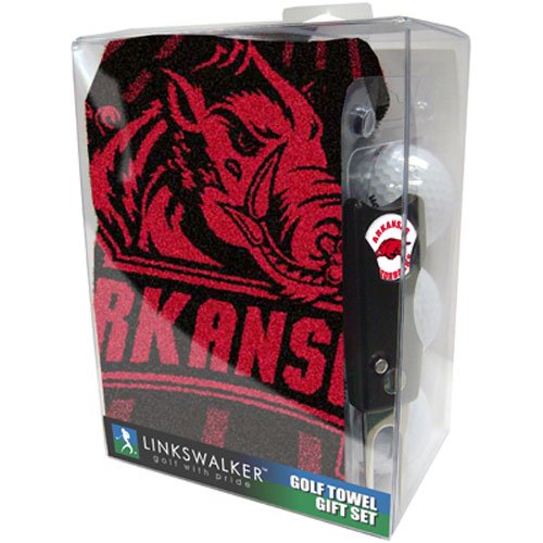 Arkansas Razorbacks Ncaa Jacquard Golf Towel Gift Pack W/ Balls Repair Tool Marker