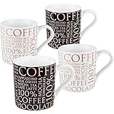 Konitz 100-Percent Coffee Mugs, Includes 2 Black and 2 White Mugs