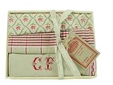 Boxed gift set of 3 vintage look French kitchen tea towels