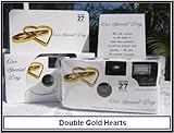 10 Pack Disposable Wedding Cameras, Double Gold Hearts, 35mm, 27 Exp, New in Gift Boxes