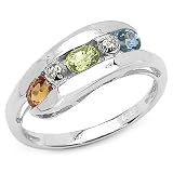 0.75 Carat Genuine Multi Gemstone Sterling Silver Ring 513CN52aiwL. SL160 0.75 Carat Genuine Multi Gemstone Sterling Silver Ring