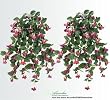 TWO 35" Artificial Fuchsia Hanging Flower Bushes _Fushia Red