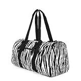 Large Quilted Zebra Pring Duffle Bag with Detachable Ribbons (21x11) - Black/White