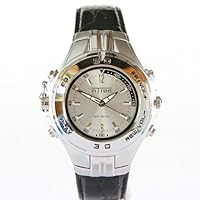 nTren 1690-522 MP3 Data Storage Watch, Black Leather Band and Silver Watch Face