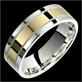 Allegra - Stunning Two Tone Comfort Fit Wedding Band for Him and Her! Custom... by Alain Raphael