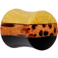 0 Gauge Organic Triple Layered Wood Convex Concave Plug