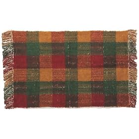 100% Cotton Terry Rug Gold Green Plaid 2 X 3 by Traders and Company