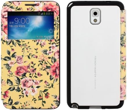 FF View Flip PU Leather Wallet Cover Case for Samsung Galaxy Note 3 III N9000 (Yellow)