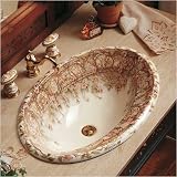 KOHLER K-14274-BR-96 Tale of Briar Rose Design on Centerpiece Self-Rimming Lavatory, Biscuit