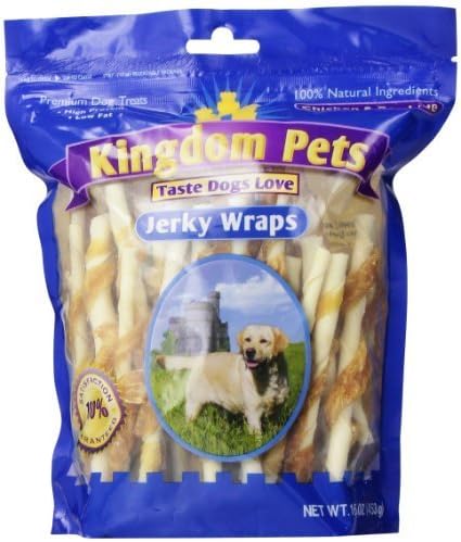 Kingdom Pets Premium Dog Treats, Chicken and Rawhide Jerky Wraps, 16-Ounce Bag by GlobalinxPet LLC