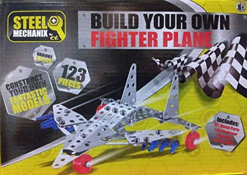New Steel Metal Build Your Own Fighter Plane 123 Pieces Toy Model Jet Create