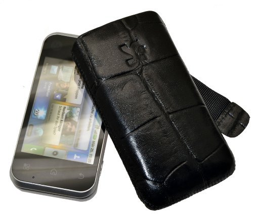 Suncase Ledertasche (Lasche mit R&uuml;ckzugfunktion) f&uuml;r Motorola Backflip croco-schwarz Preisvergleich