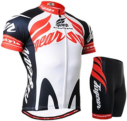 Outdoor Cycling MTB Compression Tights Stylish T-Shirt & Shorts f_d046 Black+White XXL